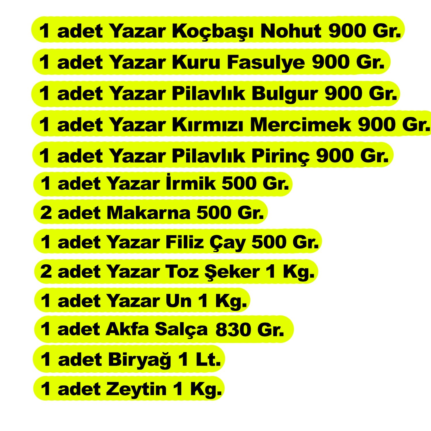 Yazar Ramazan Kumanya Gıda Kolisi Yardım Paketi 13 Parça 12,5 Kg